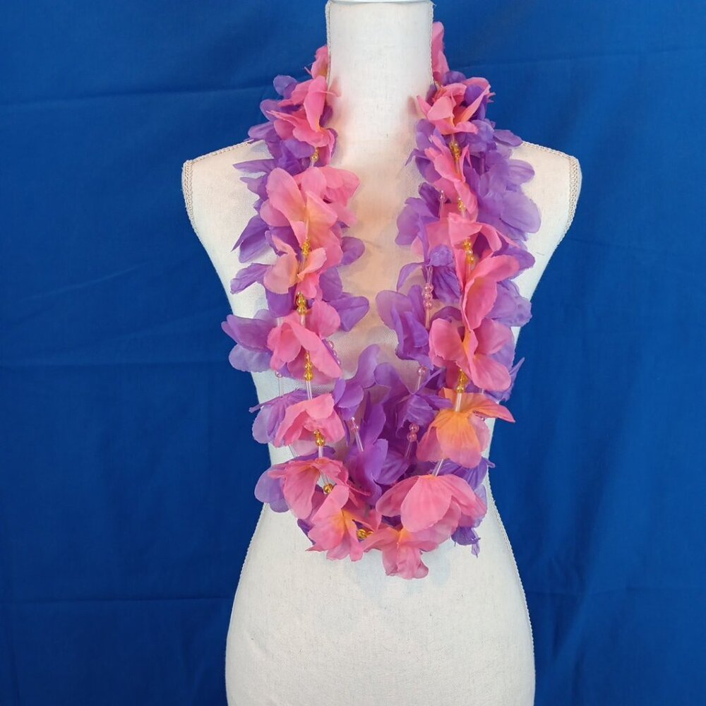 Three Hawaiian Floral Lay's Two Purple And One Pink  Womens Flower Lay's‎